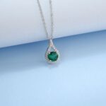 925 Silver Cultured Emerald Necklace ZHF-P5515L - Image 4