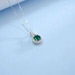 925 Silver Cultured Emerald Necklace ZHF-P5515L - Image 5