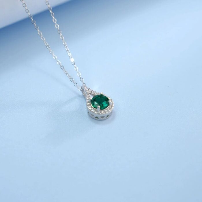 925 Silver Cultured Emerald Necklace ZHF-P5515L - Image 5