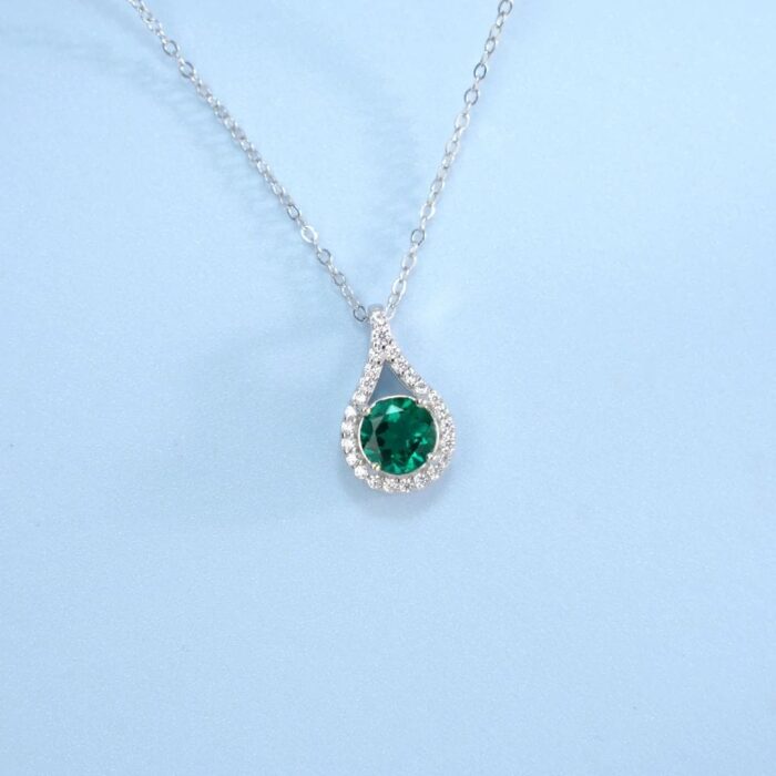 925 Silver Cultured Emerald Necklace ZHF-P5515L - Image 6