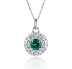 S925 Silver Lab-Created Emerald Necklace - Model ZHF-P5524