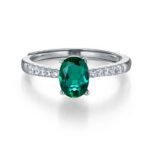 925 Silver Lab-Created Emerald Ring - Model ZHFR0003