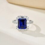 925 Silver Lab-Created Blue Sapphire Women's Ring - Model ZHFR0012B - Image 2