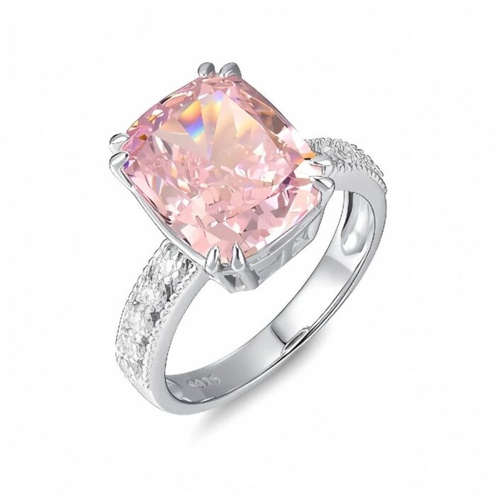 Pink Cubic Zirconia Ring in 925 Silver - Model ZHFR0217F - Image 1