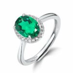 925 Silver Lab-Created Emerald Ring - Model ZHFR0537