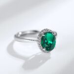 925 Silver Lab-Created Emerald Ring - Model ZHFR0537 - Image 3