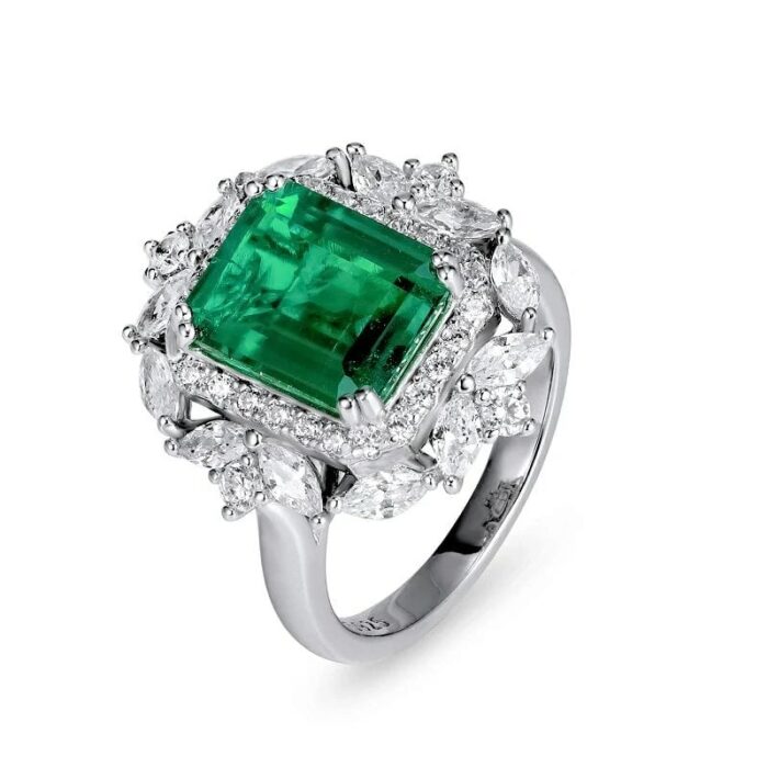 925 Silver Lab-Created Emerald Two-in-One Ring - Model ZHFRP0233 - Image 1