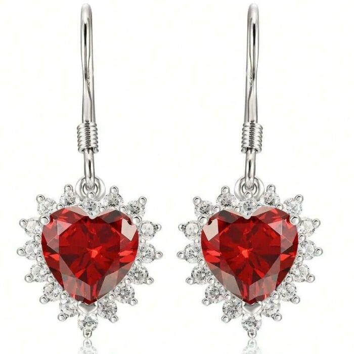 925 Silver Cultured Ruby Earrings ZHF-XY01R - Image 1