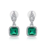 925 Silver Lab-Created Emerald Earrings - Model ZHF-XY03
