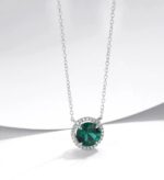 925 Silver Cultured Emerald Necklace ZHF-XYP07L - Image 3