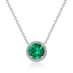 925 Silver Cultured Emerald Necklace ZHF-XYP07L