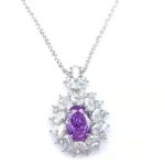 925 Silver Purple Cubic Zirconia Pendant - Model ZHF-P0119 (Chain Not Included) - Image 2