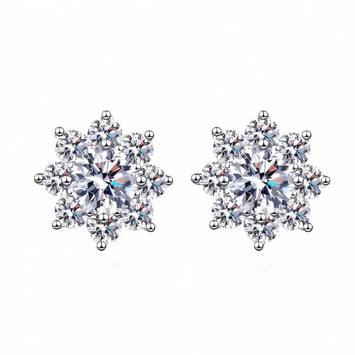 925 Silver Moissanite Earrings - ZHFE1550G - Image 1