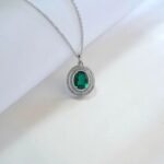 925 Silver Lab-Created Emerald Necklace - Model A73-N2020505 - Image 3