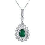 925 Silver Lab-Created Emerald Necklace - Model A73-N2105081
