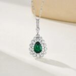 925 Silver Lab-Created Emerald Necklace - Model A73-N2105081 - Image 2