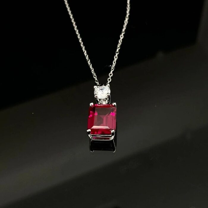 925 Silver Cultured Ruby Necklace A73-P1917997R - Image 2