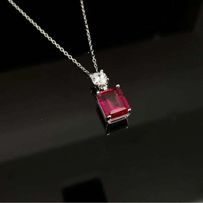 925 Silver Cultured Ruby Necklace A73-P1917997R - Image 3