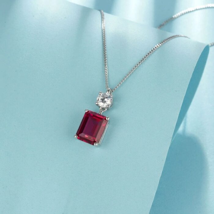 925 Silver Cultured Ruby Necklace A73-P1917997R - Image 5
