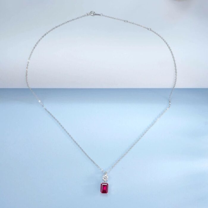 925 Silver Lab-Created Ruby Necklace - Small Edition A73-P1917997R - Image 6
