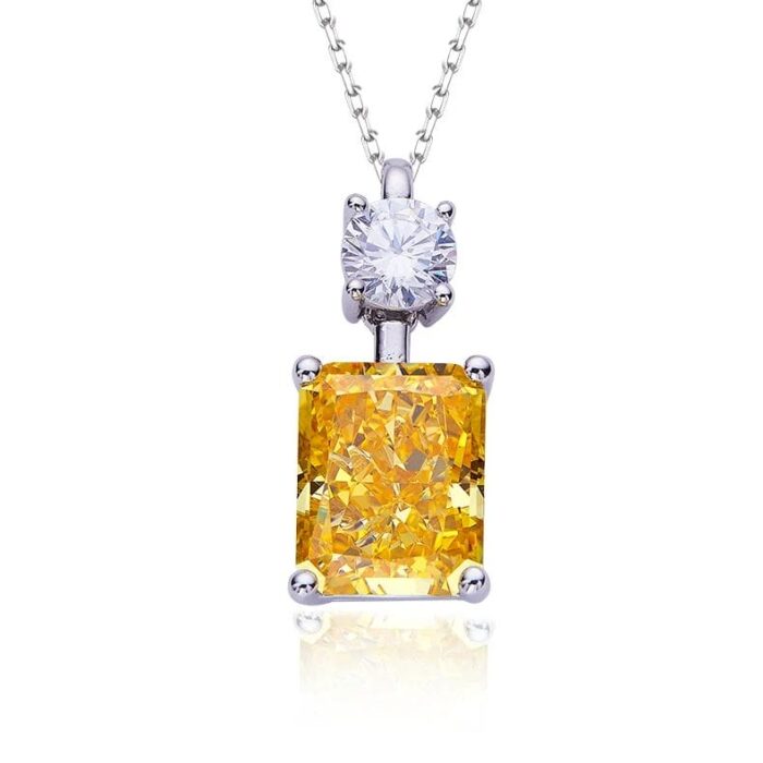 925 Silver Cubic Zirconia Yellow Necklace A73-P1917997Y - Image 1