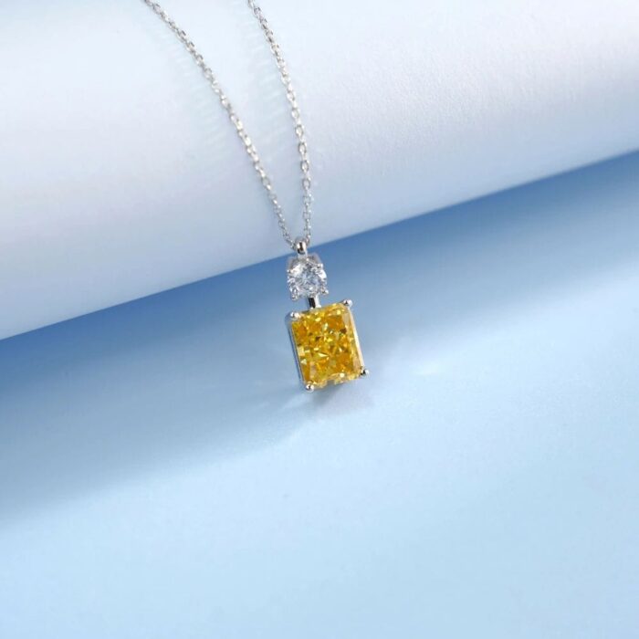925 Silver Cubic Zirconia Yellow Necklace A73-P1917997Y - Image 2