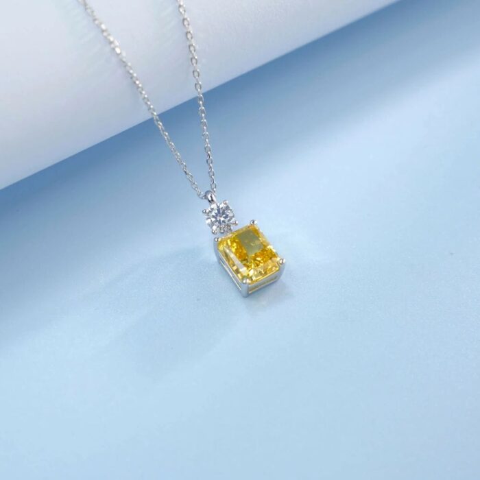 925 Silver Cubic Zirconia Yellow Necklace A73-P1917997Y - Image 3