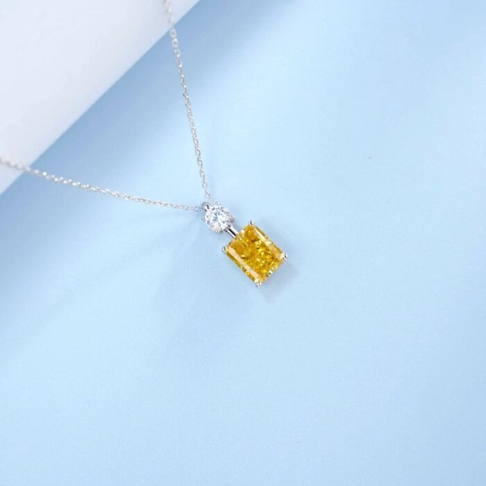 925 Silver Cubic Zirconia Yellow Necklace A73-P1917997Y - Image 4