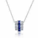 925 Silver Lab-Created Blue Sapphire Necklace - Model A73-P201996B