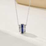 925 Silver Lab-Created Blue Sapphire Necklace - Model A73-P201996B - Image 2