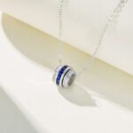 925 Silver Lab-Created Blue Sapphire Necklace - Model A73-P201996B - Image 3