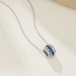 925 Silver Lab-Created Blue Sapphire Necklace - Model A73-P201996B - Image 4