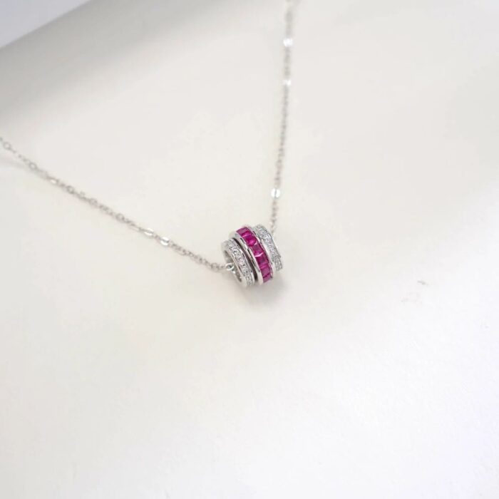 925 Silver Cultured Ruby Necklace A73-P201996R - Image 4