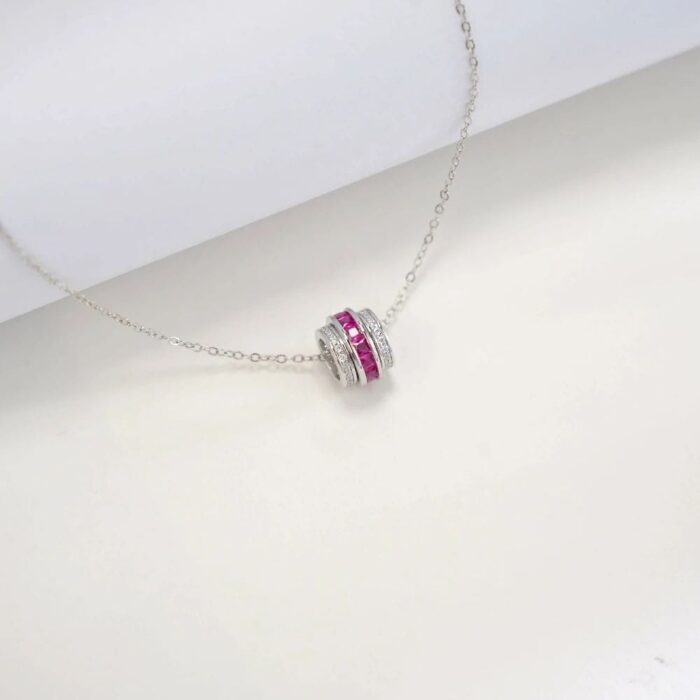 925 Silver Cultured Ruby Necklace A73-P201996R - Image 5