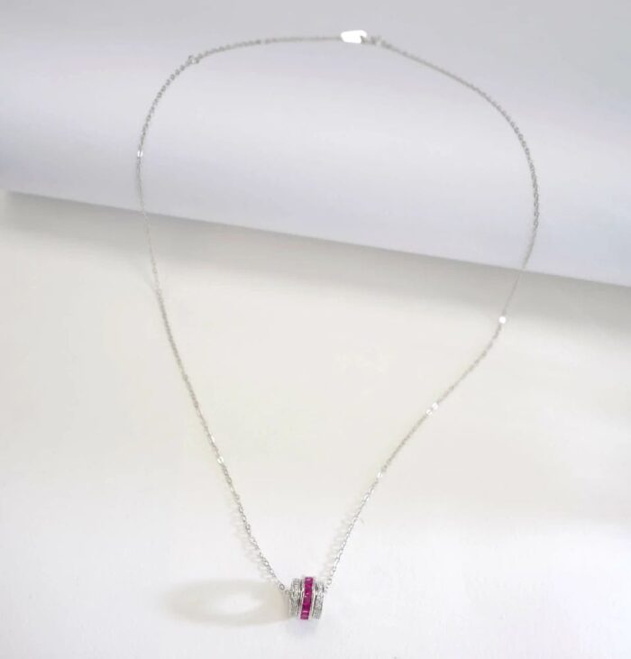 925 Silver Cultured Ruby Necklace A73-P201996R - Image 6