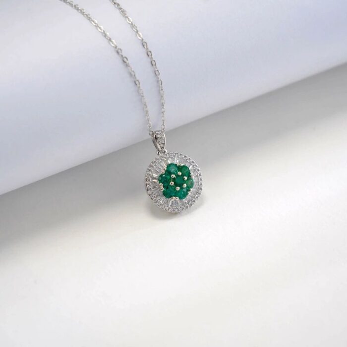 925 Silver Lab-Created Emerald Necklace - Model A73-P2020299 - Image 4
