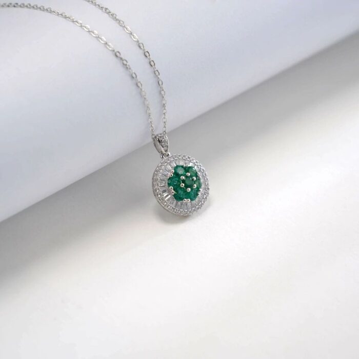 925 Silver Lab-Created Emerald Necklace - Model A73-P2020299 - Image 5