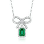 925 Silver Lab-Created Emerald Necklace - Model A73-P2020420