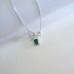 925 Silver Lab-Created Emerald Necklace - Model A73-P2020420 - Image 3