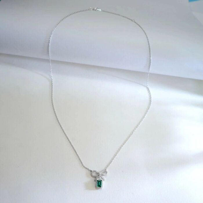925 Silver Lab-Created Emerald Necklace - Model A73-P2020420 - Image 5