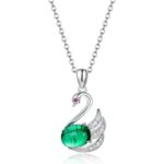 925 Silver Lab-Created Emerald Necklace - Model AT3-P2020303