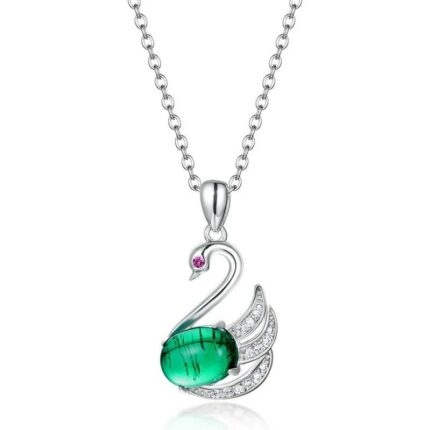 925 Silver Lab-Created Emerald Necklace - Model AT3-P2020303