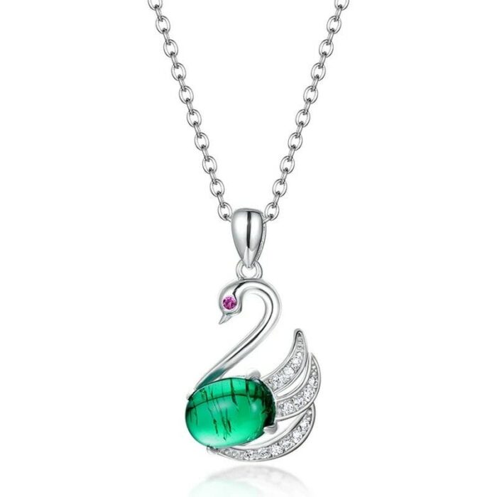 925 Silver Lab-Created Emerald Necklace - Model AT3-P2020303 - Image 1