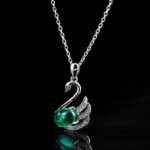 925 Silver Lab-Created Emerald Necklace - Model AT3-P2020303 - Image 4