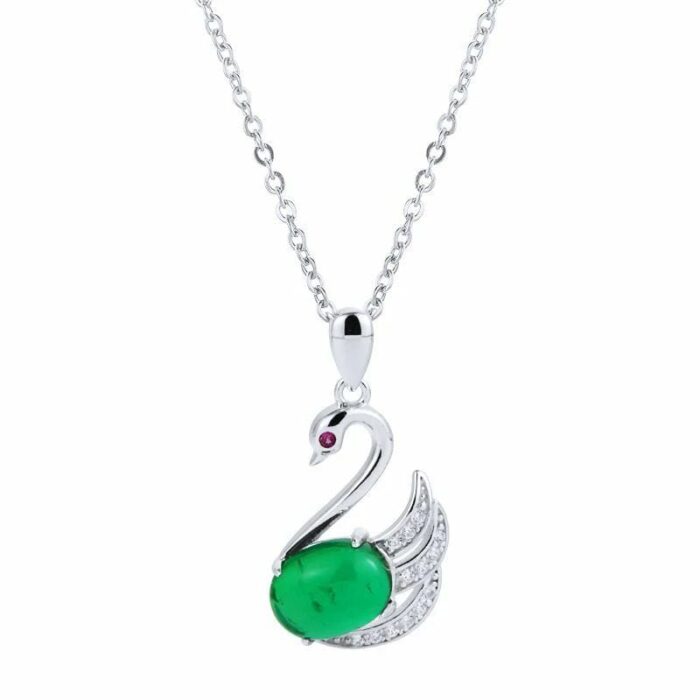 925 Silver Lab-Created Emerald Necklace - Model AT3-P2020303 - Image 5