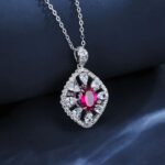 925 Silver Lab-Created Ruby Necklace - Model ZHF-P1477R - Image 4
