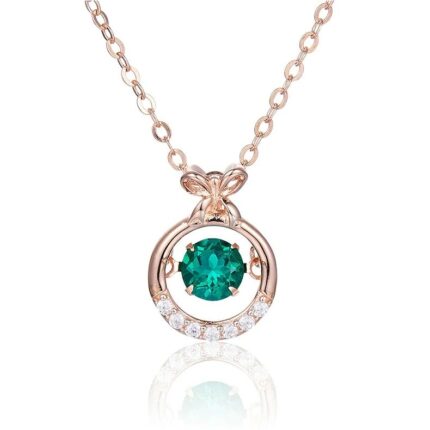 925 Silver Lab-Created Emerald Dynamic Necklace - Model HP0007
