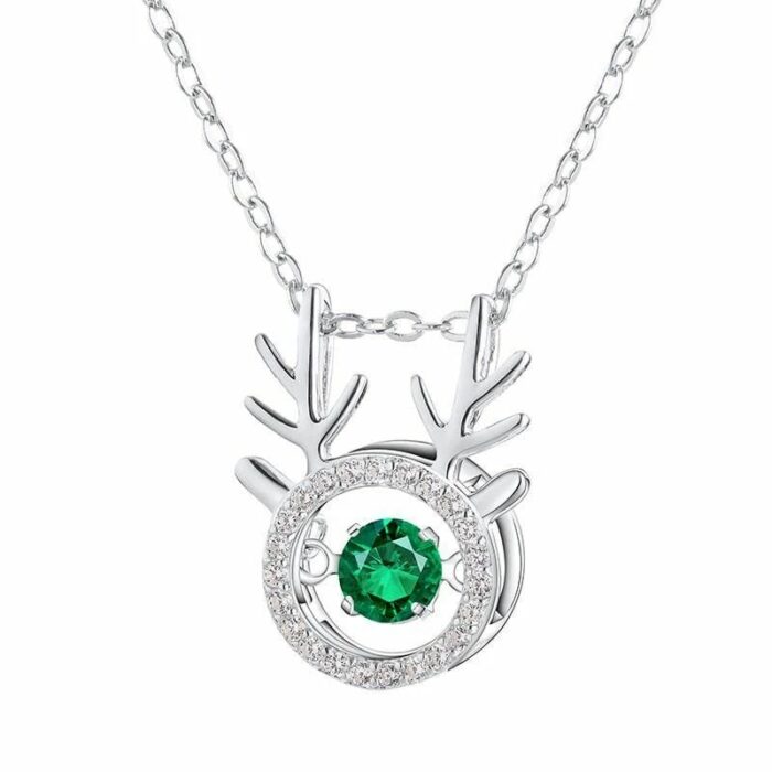 925 Silver Lab-Created Emerald Dynamic Necklace - Model LP0001 - Image 1