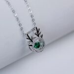 925 Silver Lab-Created Emerald Dynamic Necklace - Model LP0001 - Image 2