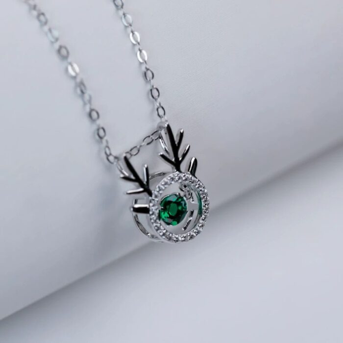 925 Silver Lab-Created Emerald Dynamic Necklace - Model LP0001 - Image 2